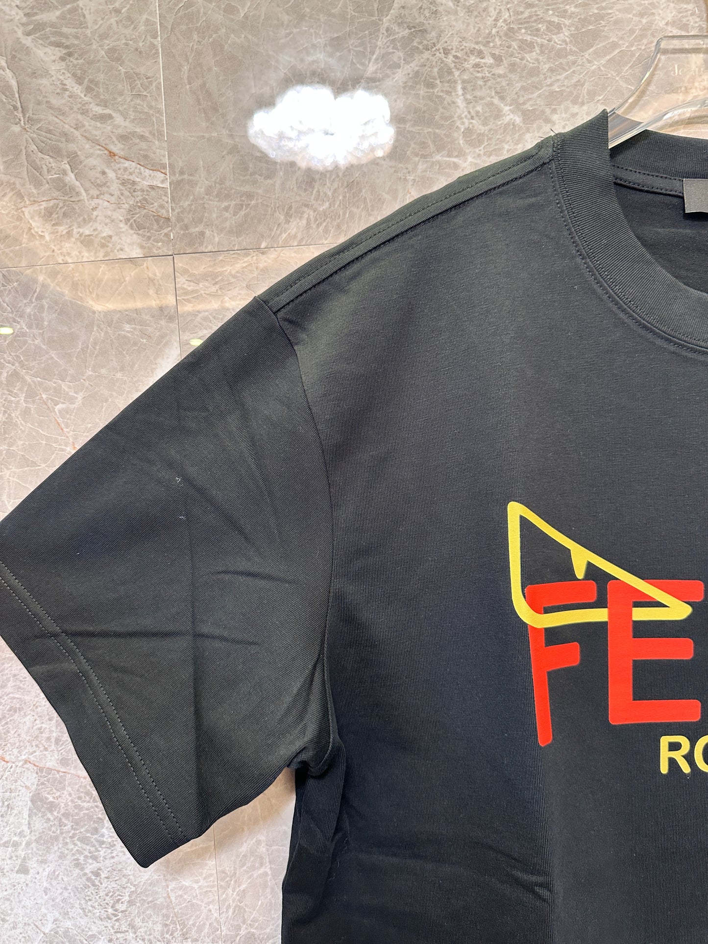 Fendi Black Logo T-shirt with "Fendi Roma" Graphic