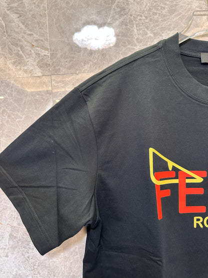 Fendi Black Logo T-shirt with "Fendi Roma" Graphic