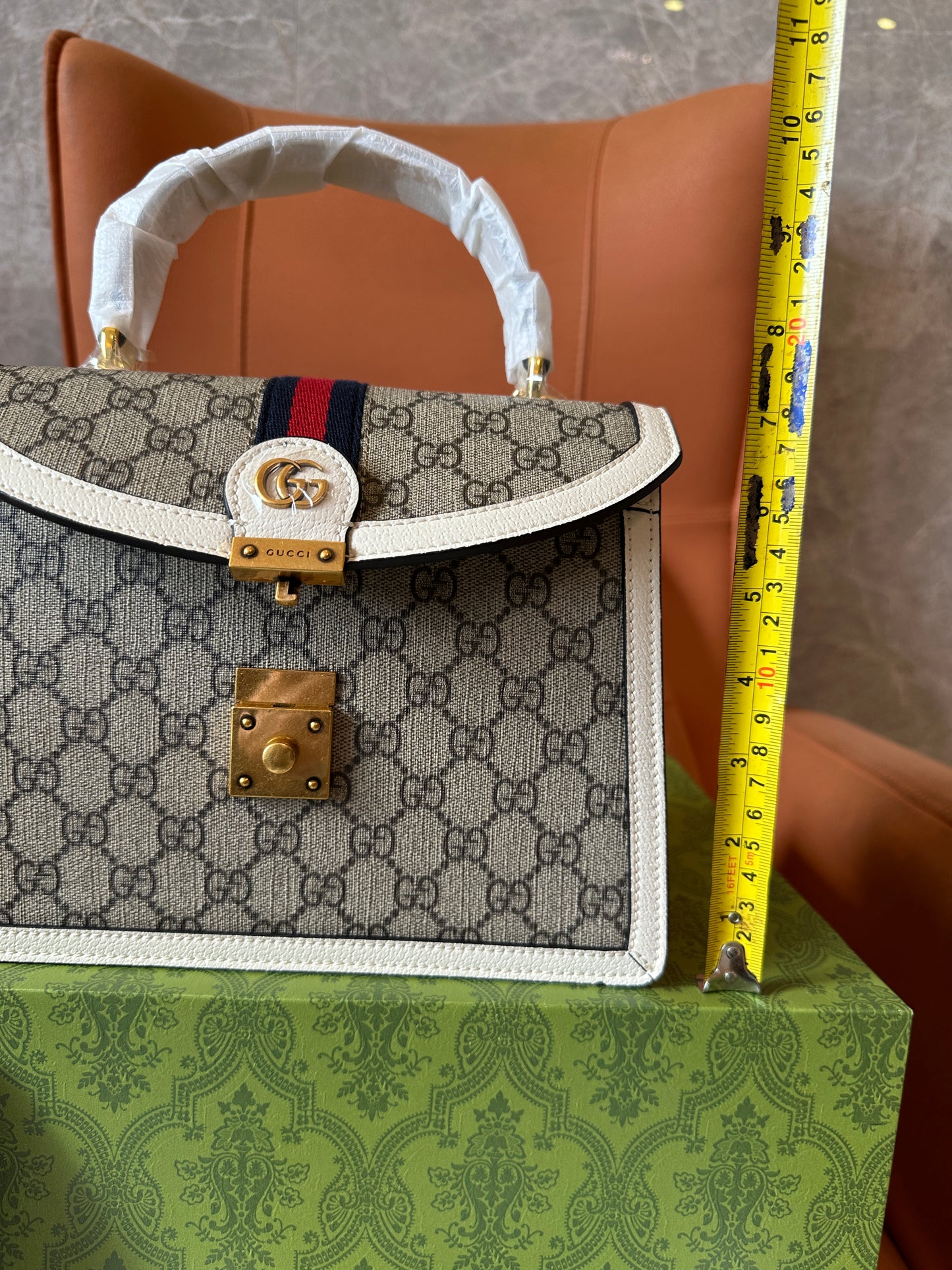 Gucci Ophidia GG Canvas Top Handle Bag – Beige/White