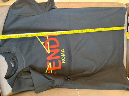Fendi Black Logo T-shirt with "Fendi Roma" Graphic