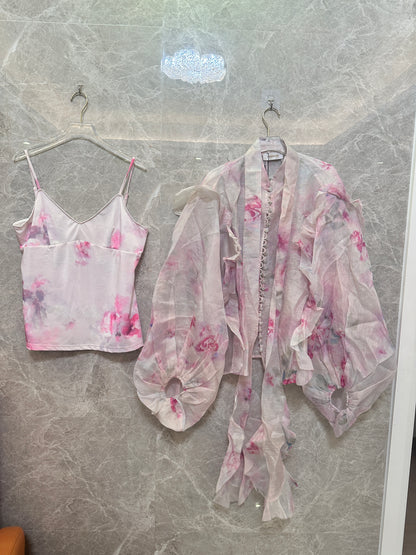 Conjunto de dos piezas de seda y lino Zimmermann en tonos acuarela