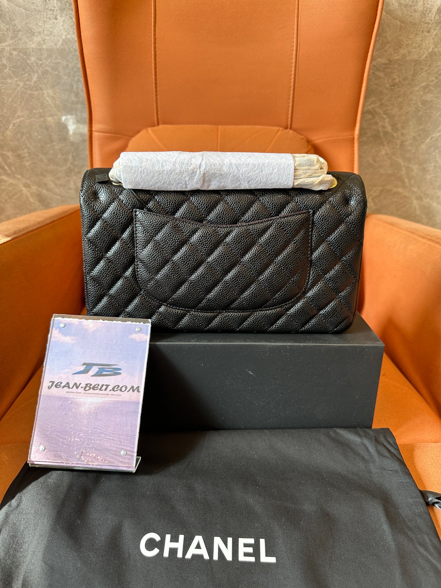 Chanel Classic Medium Double Flap Bag Black Caviar Leather Gold Hardware