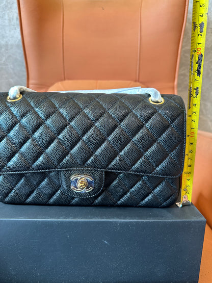 Chanel Classic Medium Double Flap Bag Black Caviar Leather Gold Hardware