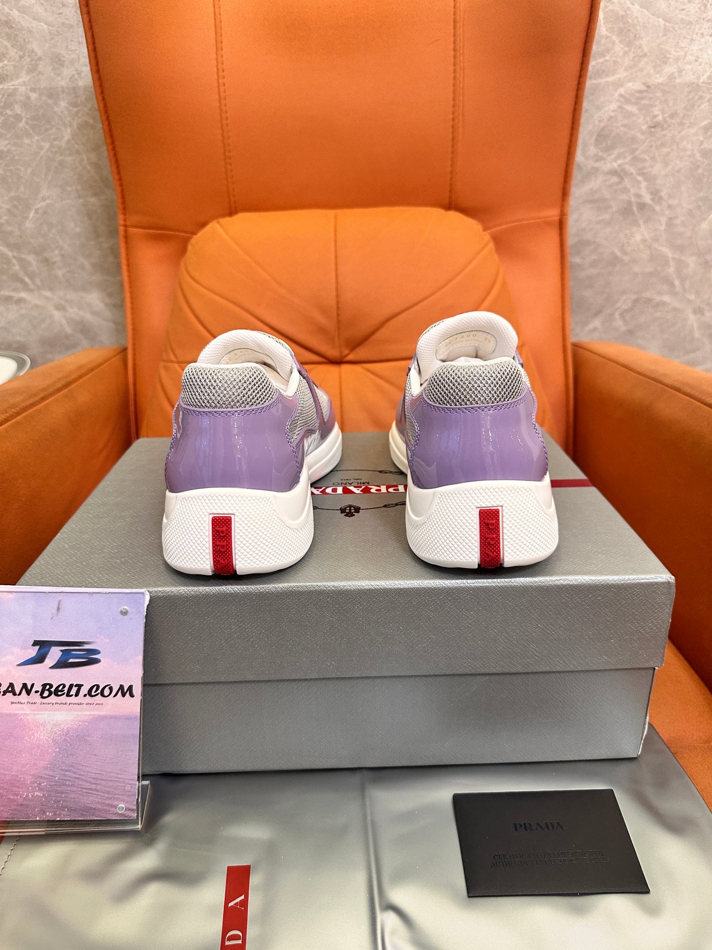 Prada Downtown Sneaker 1E860L in Lavender Patent