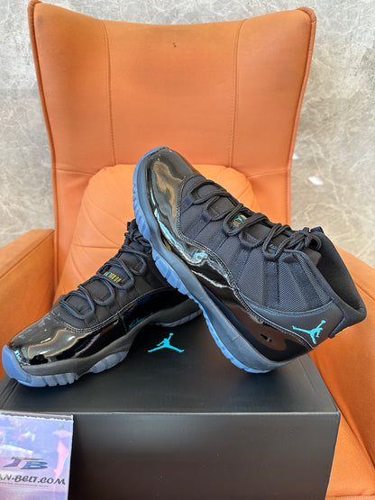 Air Jordan 11 Retro “Gamma Blue” Black Patent Leather Sneakers