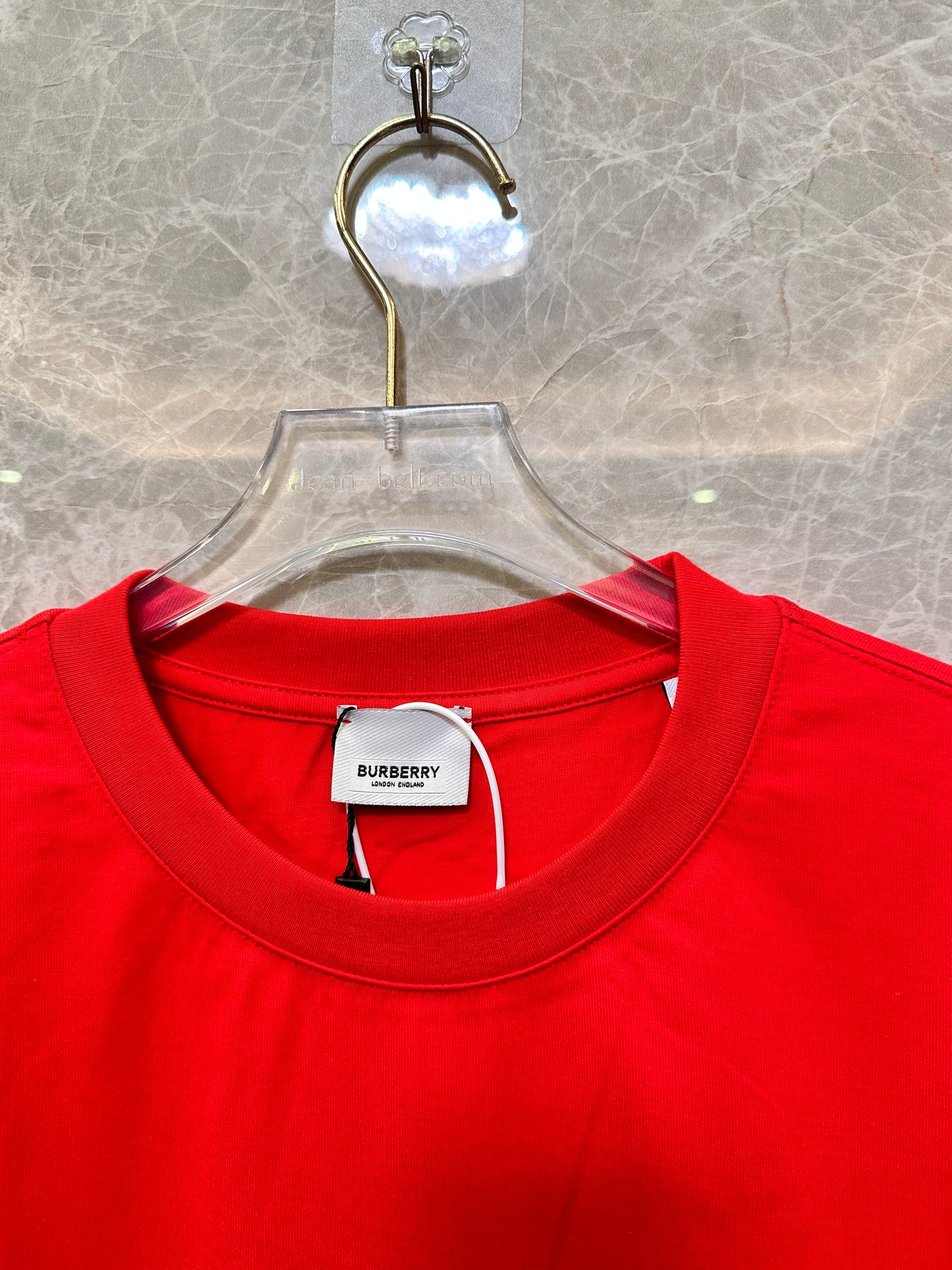 Burberry Red Graphic Cotton T-shirt with Equestrian Knight Back Print