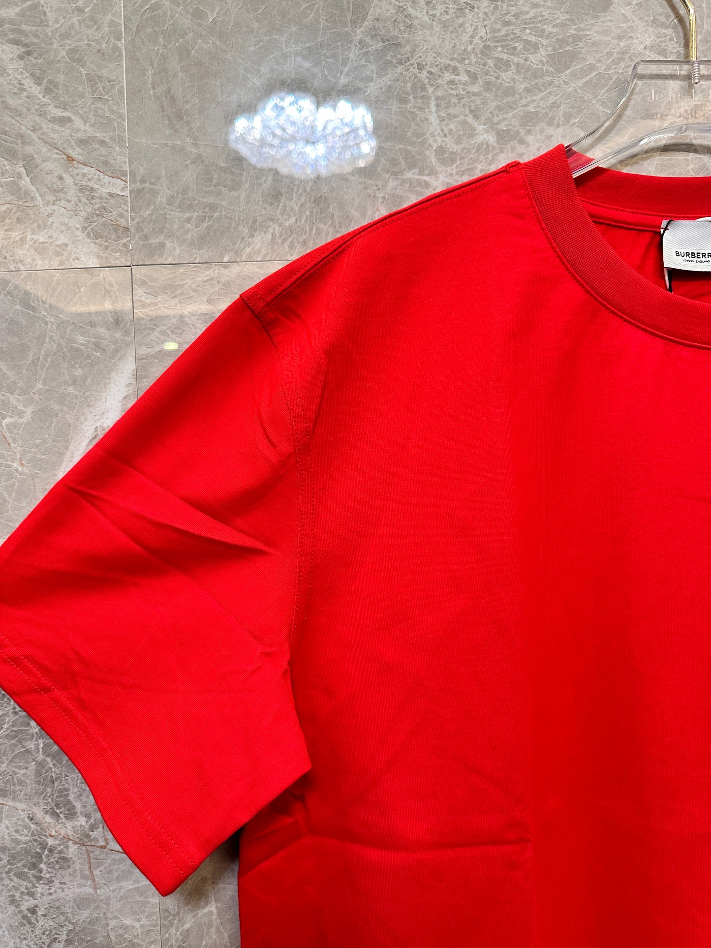 Burberry Red Graphic Cotton T-shirt with Equestrian Knight Back Print