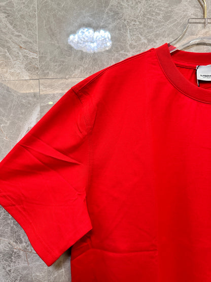 Burberry Red Graphic Cotton T-shirt with Equestrian Knight Back Print