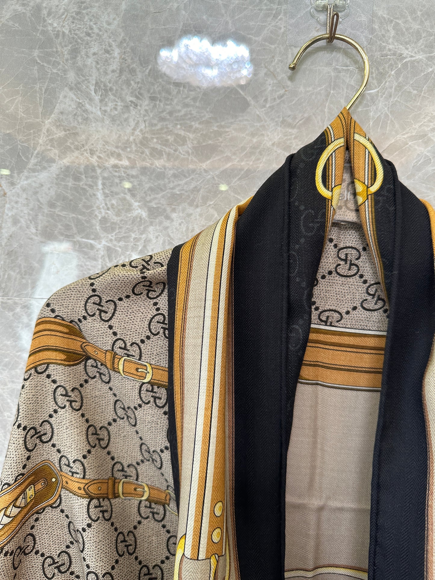 Gucci Belt Print GG Monogram Silk Scarf