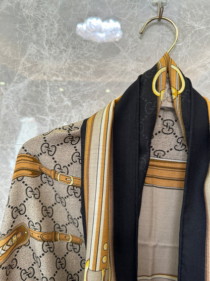Gucci Belt Print GG Monogram Silk Scarf