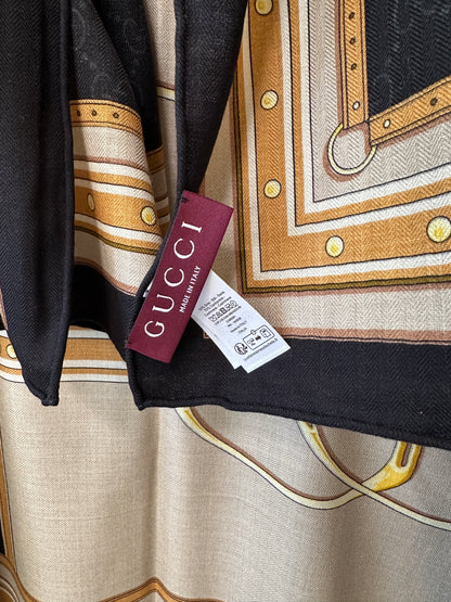 Gucci Belt Print GG Monogram Silk Scarf