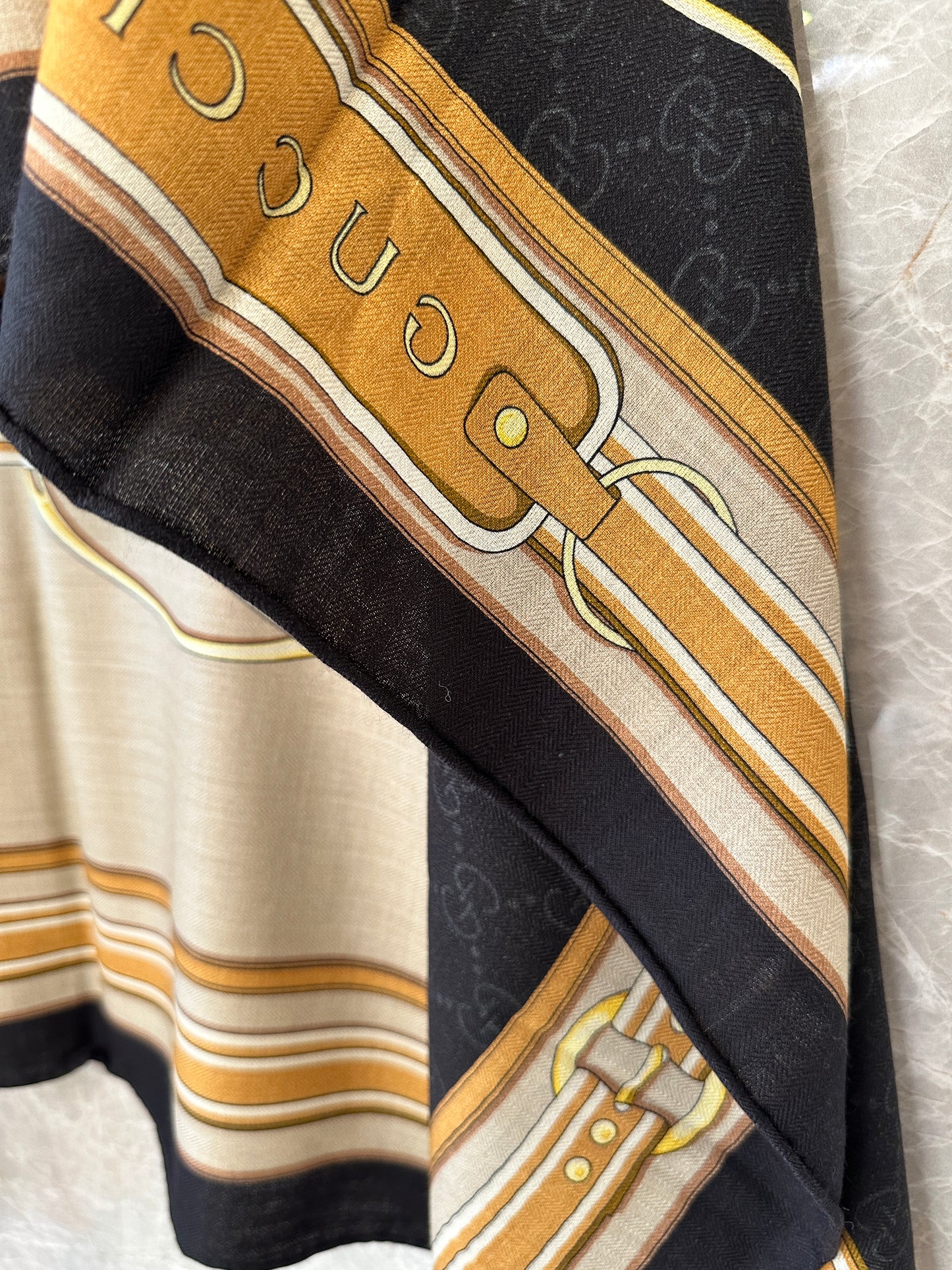 Gucci Belt Print GG Monogram Silk Scarf