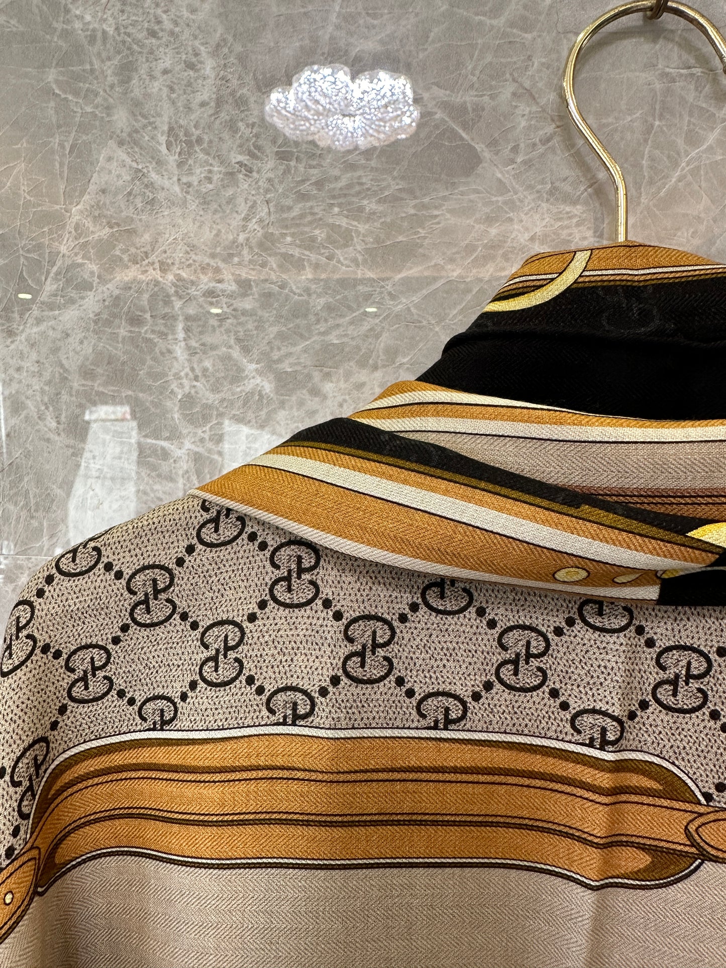 Gucci Belt Print GG Monogram Silk Scarf