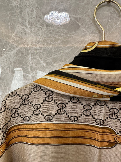 Gucci Belt Print GG Monogram Silk Scarf