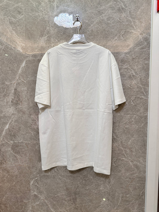 Camiseta blanca de algodón Loewe con motivo bordado de palmera y elefante