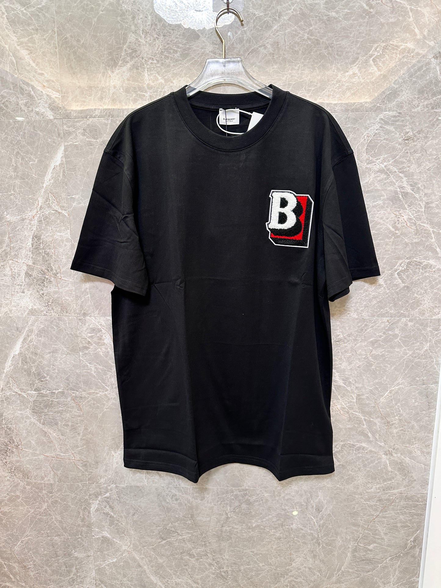 Burberry Black T-shirt with Chenille B Patch