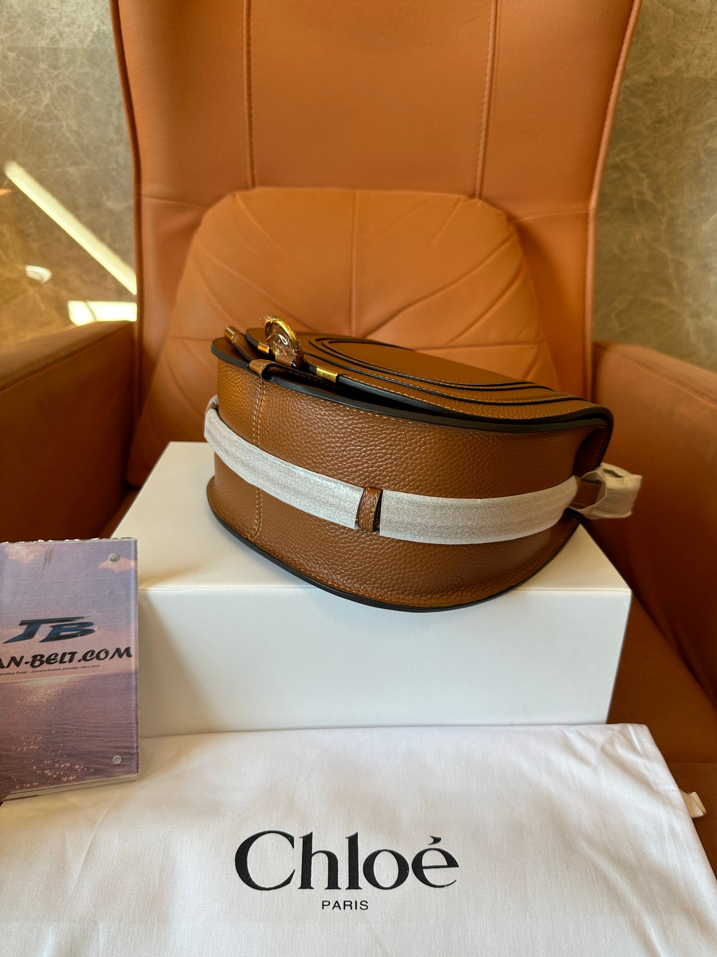 Chloé Marcie Small Saddle Bag Brown Grained Leather Shoulder Bag