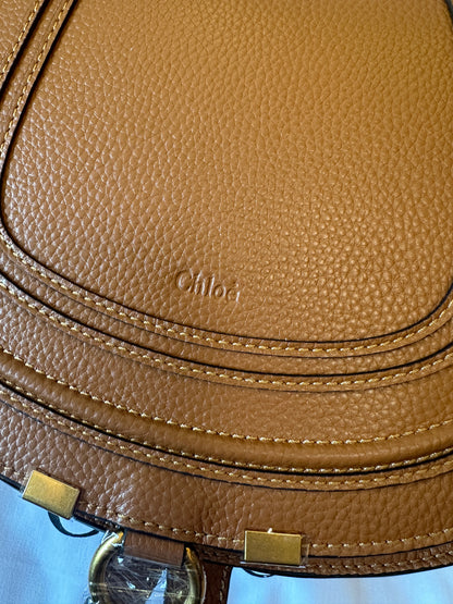 Chloé Marcie Small Saddle Bag Brown Grained Leather Shoulder Bag
