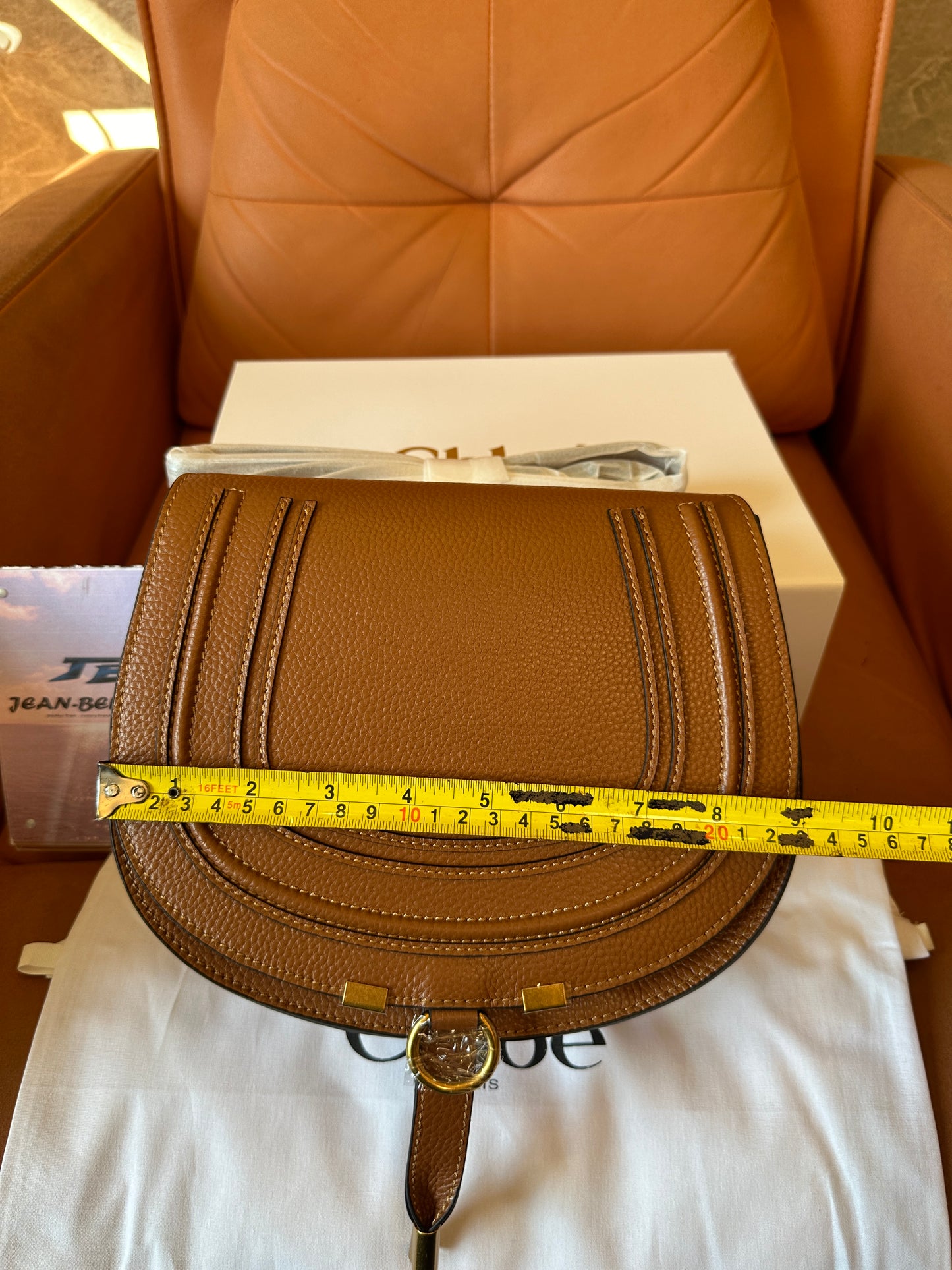 Chloé Marcie Small Saddle Bag Brown Grained Leather Shoulder Bag