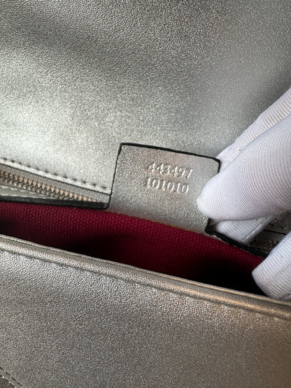 Gucci GG Marmont Small Metallic Silver Shoulder Bag
