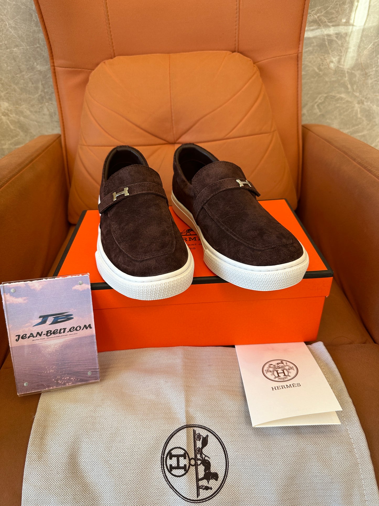 Hermès Suede Slip-On Loafers with H Buckle