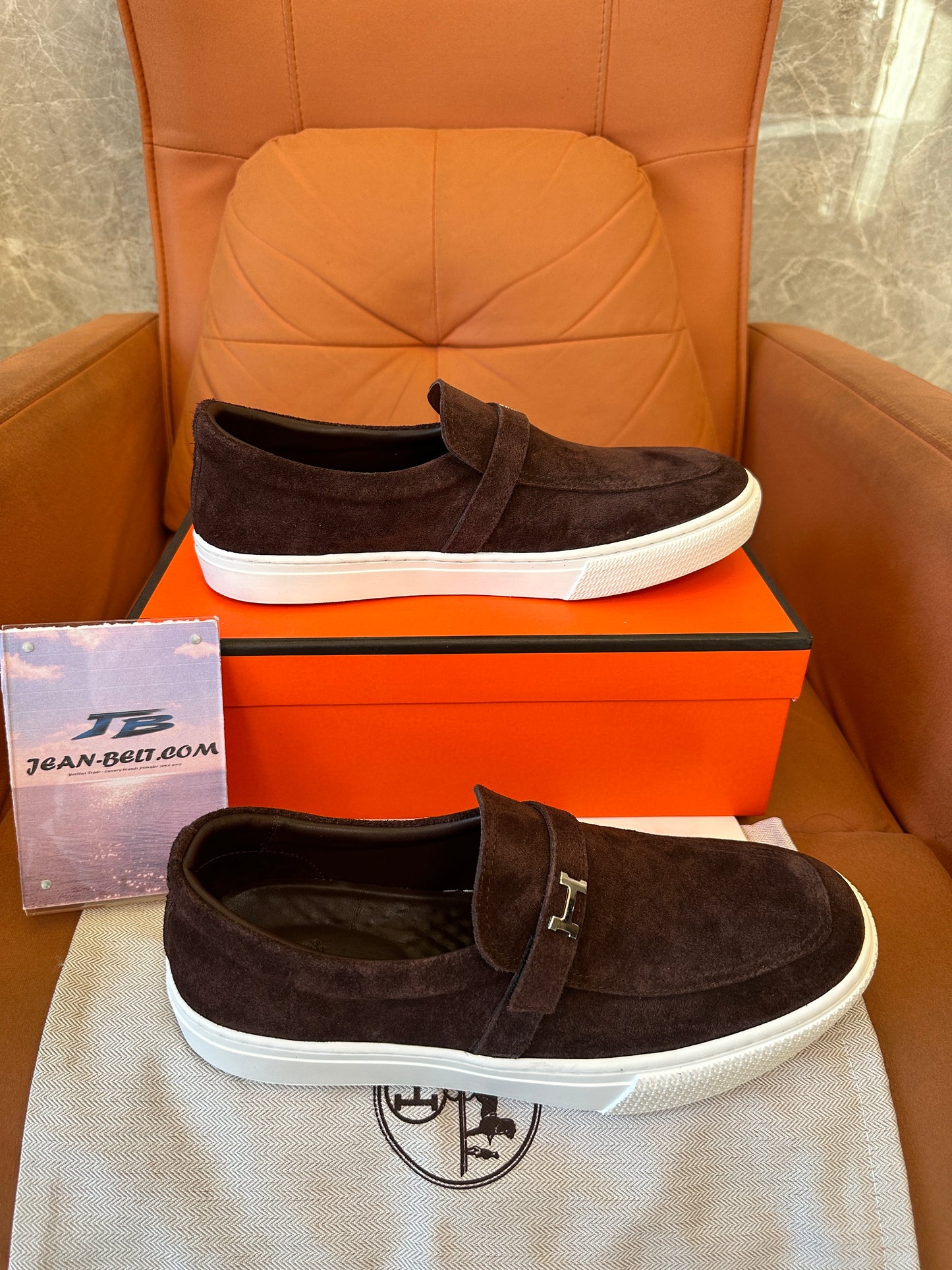 Hermès Suede Slip-On Loafers with H Buckle