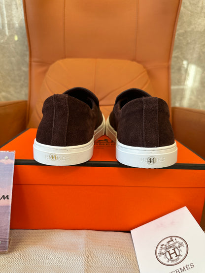 Hermès Suede Slip-On Loafers with H Buckle