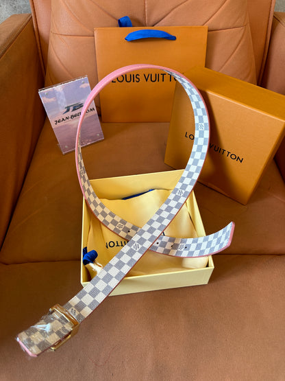 Louis Vuitton Damier Azur Reversible Belt – Pink