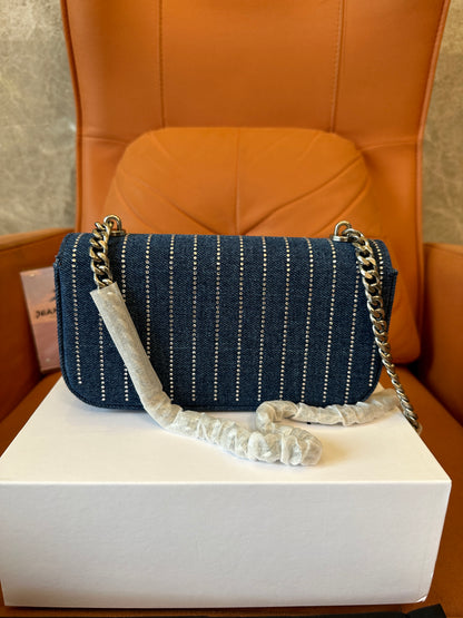 Celine Triomphe Denim Chain Shoulder Bag