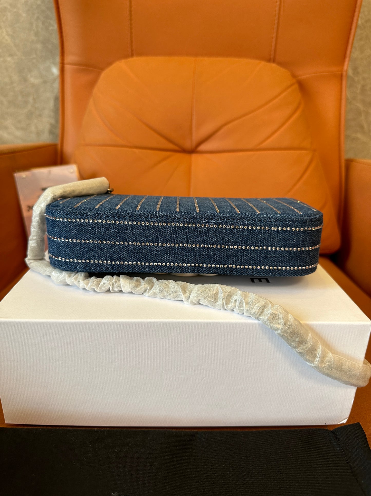 Celine Triomphe Denim Chain Shoulder Bag