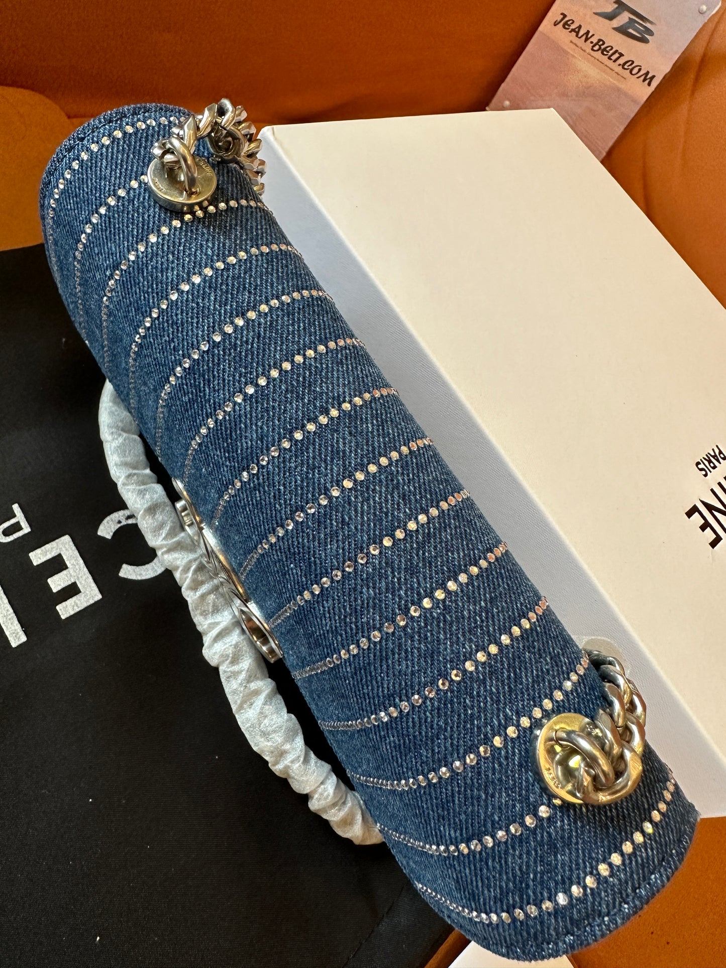 Celine Triomphe Denim Chain Shoulder Bag