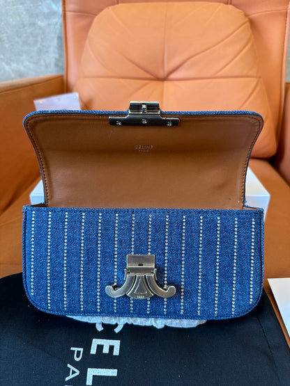 Celine Triomphe Denim Chain Shoulder Bag