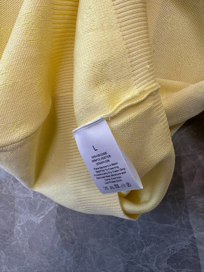 Gucci Yellow Short-Sleeve Knit Polo Top with Gold Buttons