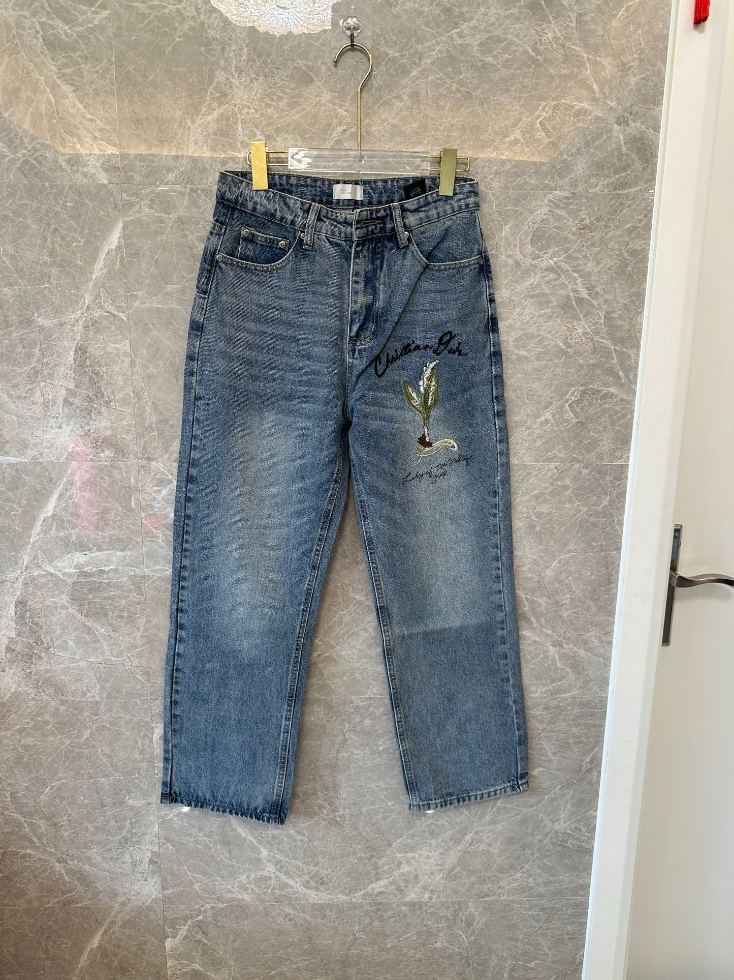 Christian Dior 1947 Embroidered Straight-Leg Denim Jeans – Vintage Blue