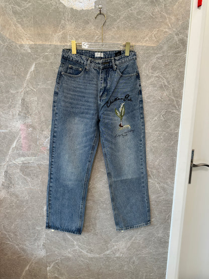 Christian Dior 1947 Embroidered Straight-Leg Denim Jeans – Vintage Blue