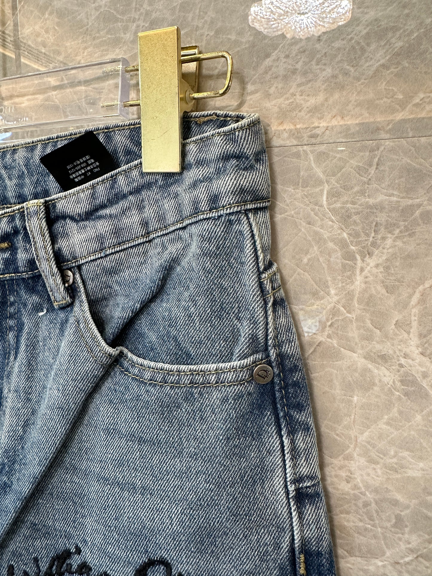 Christian Dior 1947 Embroidered Straight-Leg Denim Jeans – Vintage Blue