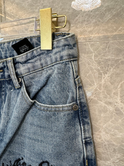 Christian Dior 1947 Embroidered Straight-Leg Denim Jeans – Vintage Blue