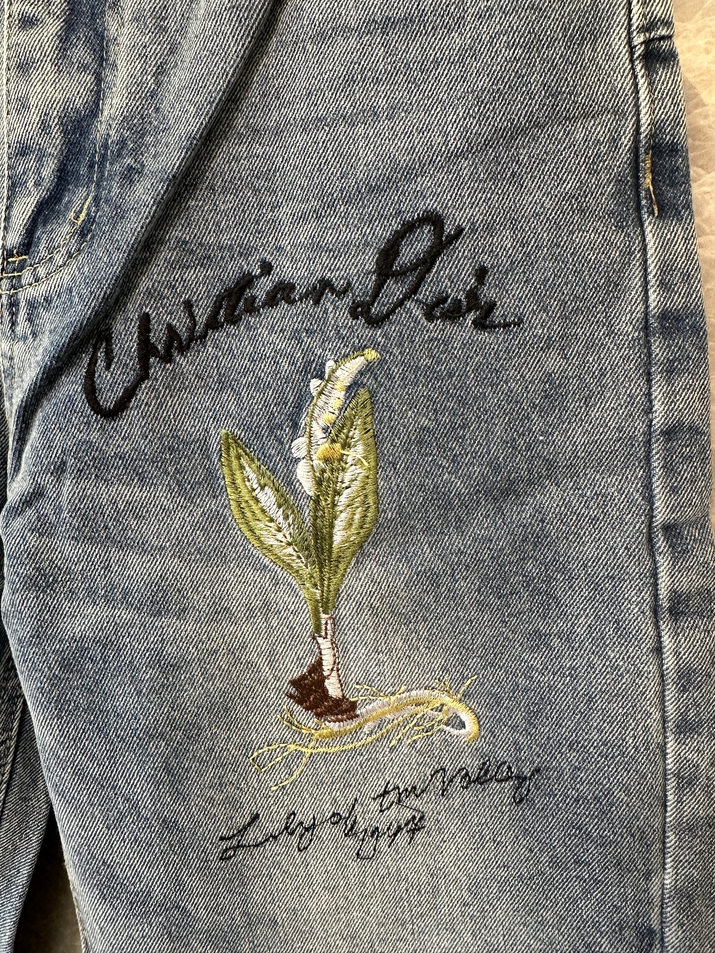 Christian Dior 1947 Embroidered Straight-Leg Denim Jeans – Vintage Blue