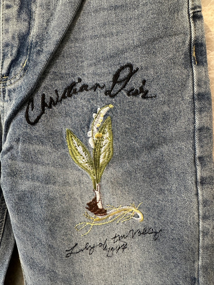 Christian Dior 1947 Embroidered Straight-Leg Denim Jeans – Vintage Blue