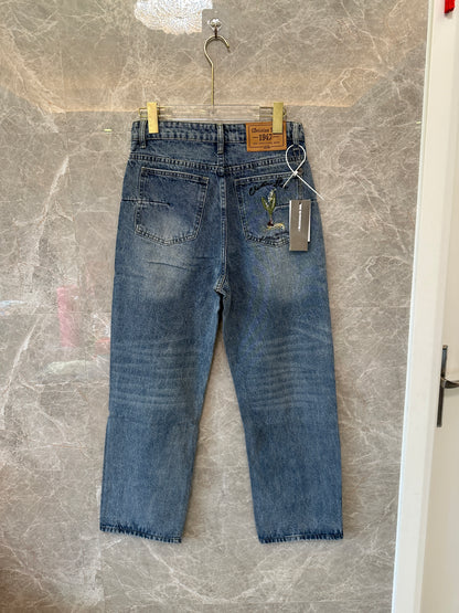 Christian Dior 1947 Embroidered Straight-Leg Denim Jeans – Vintage Blue