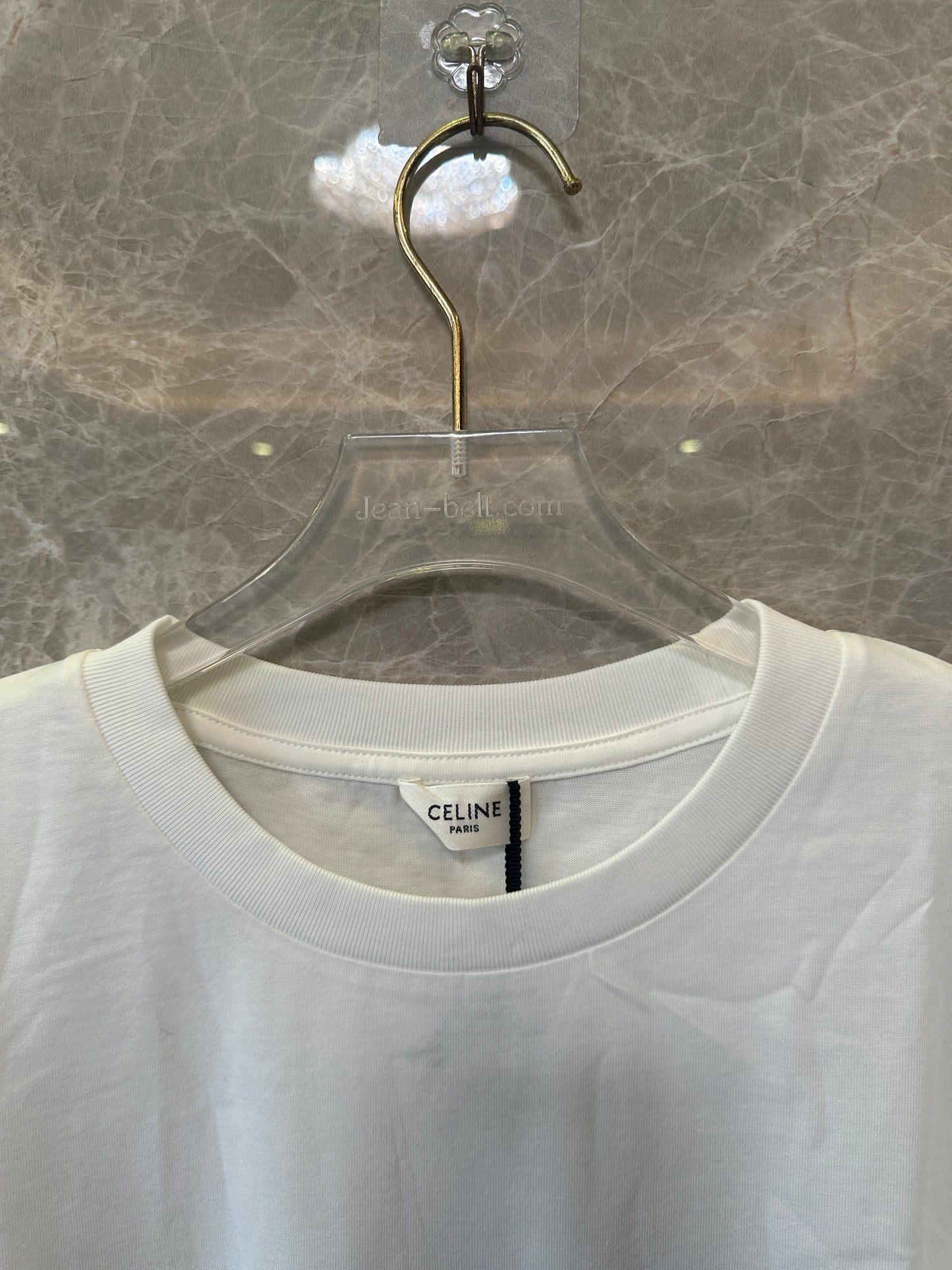 Celine Triomphe Logo White Cotton T-shirt
