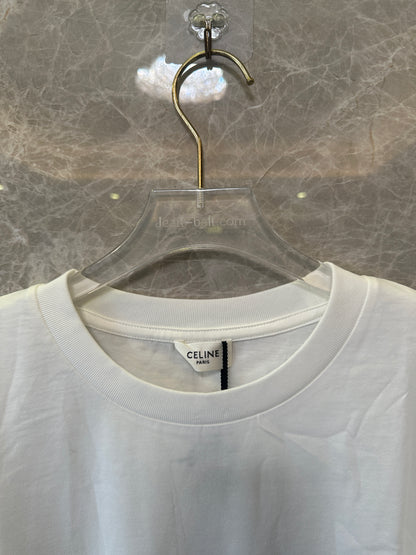 Celine Triomphe Logo White Cotton T-shirt