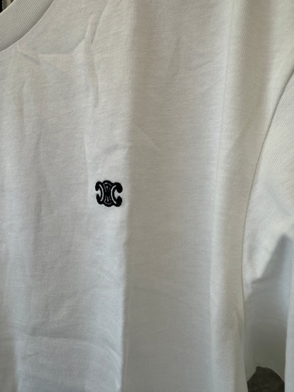 Celine Triomphe Logo White Cotton T-shirt