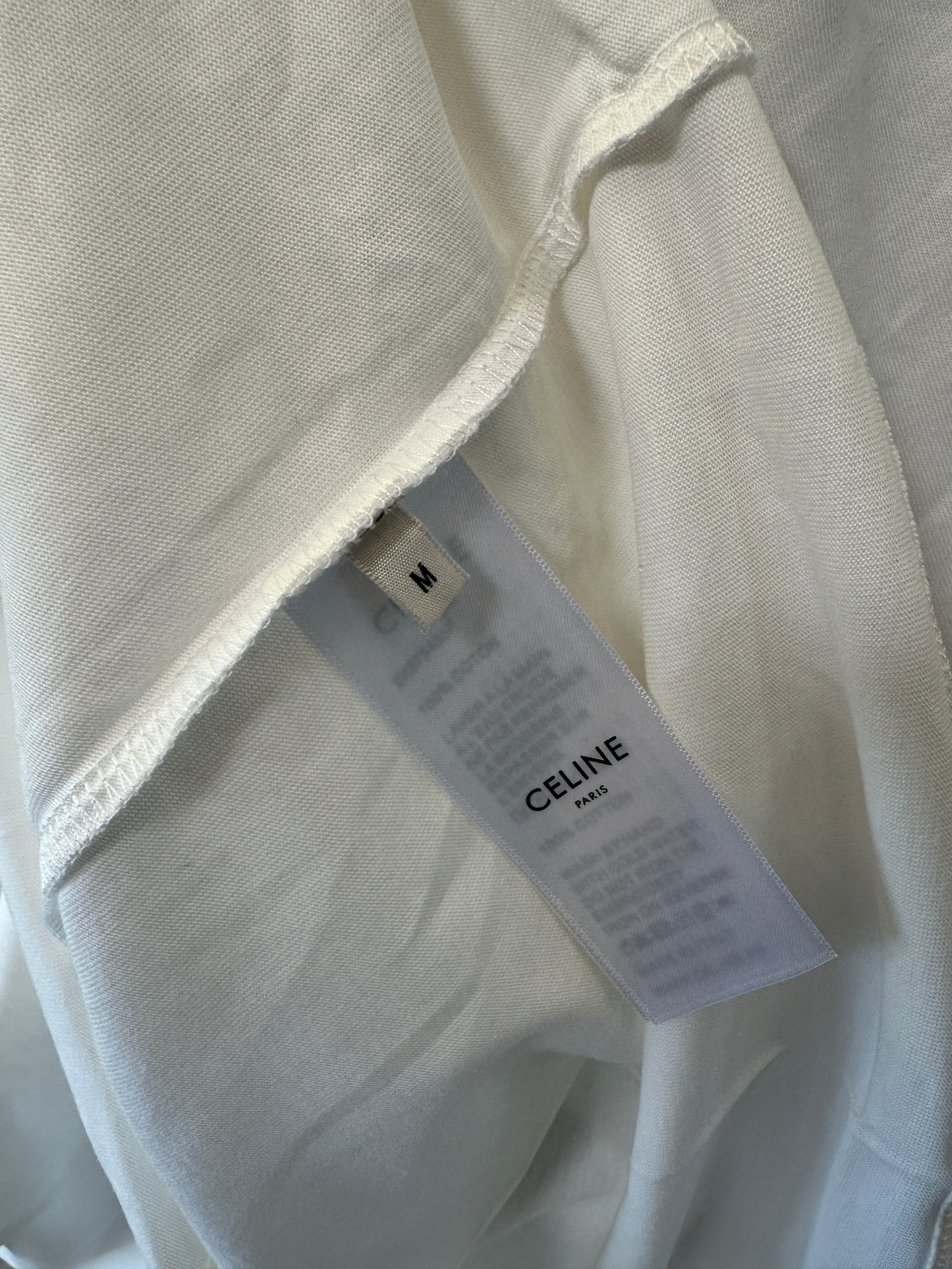 Celine Triomphe Logo White Cotton T-shirt