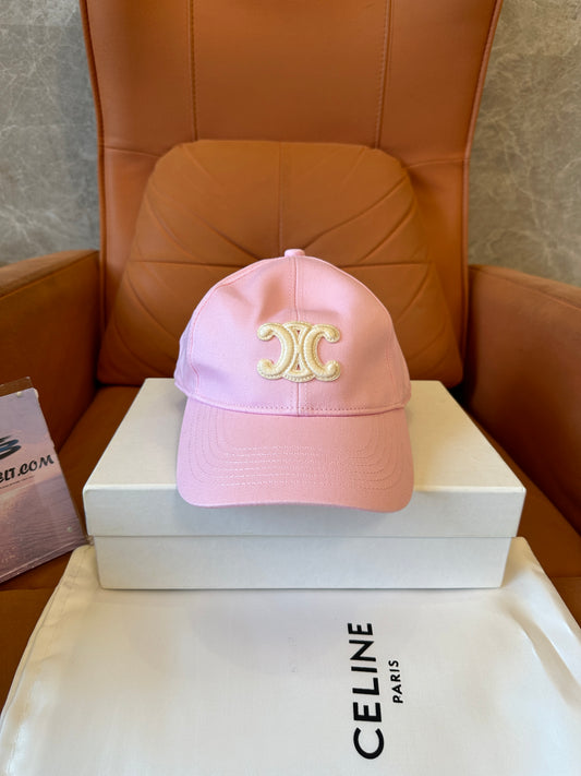 Celine Paris Pink Baseball Cap with Embroidered