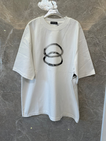 Balenciaga Oversized Graffiti Logo T-shirt – White with Brushstroke Print