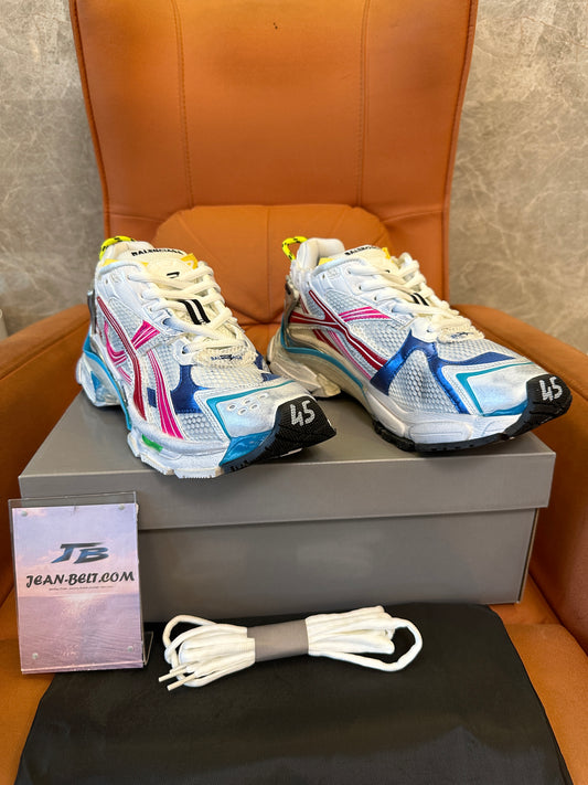 Balenciaga Runner Sneakers – Multicolor Mesh & Leather Distressed