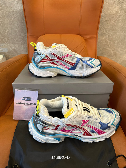Balenciaga Runner Sneakers – Multicolor Mesh & Leather Distressed