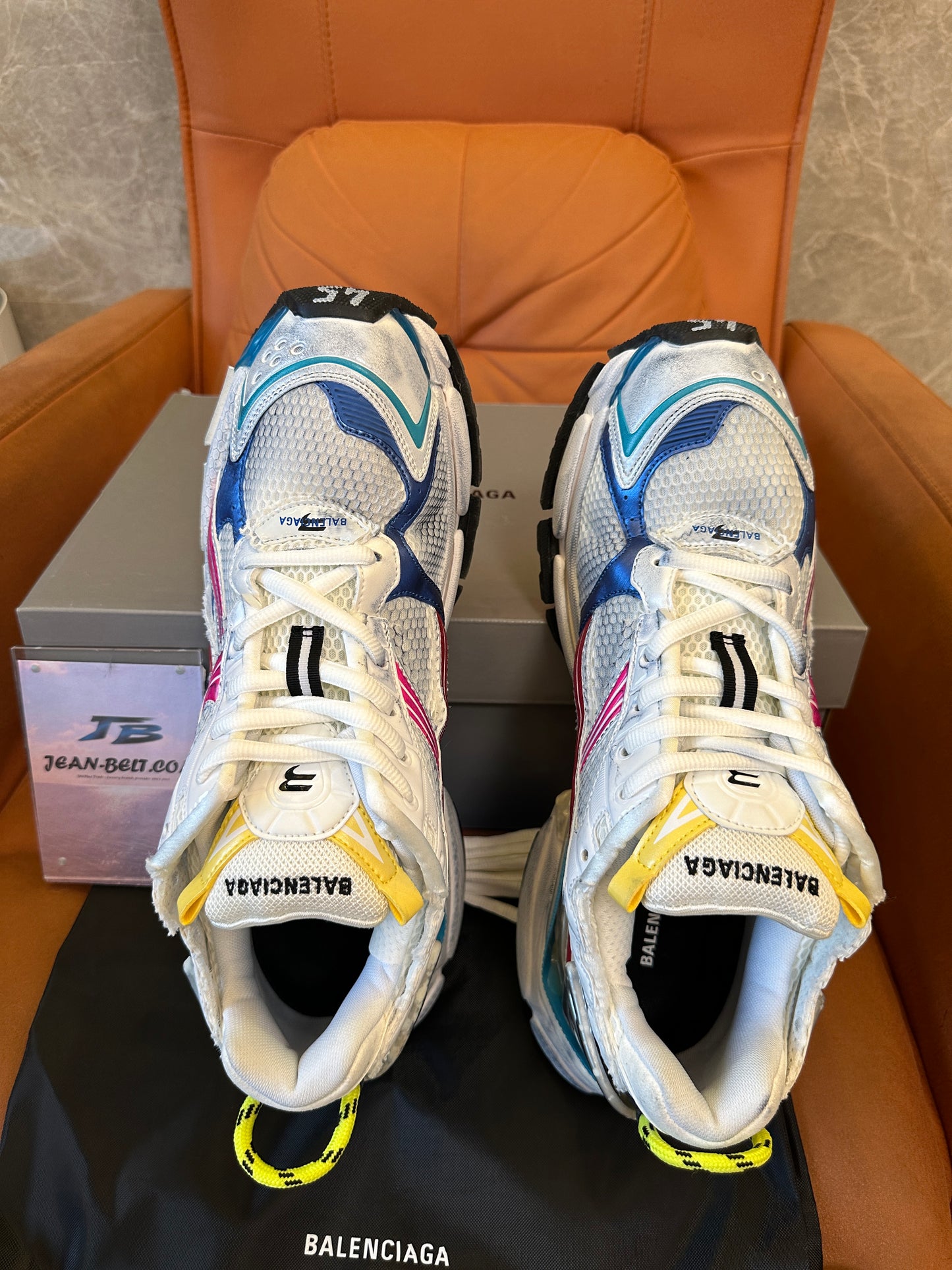 Balenciaga Runner Sneakers – Multicolor Mesh & Leather Distressed