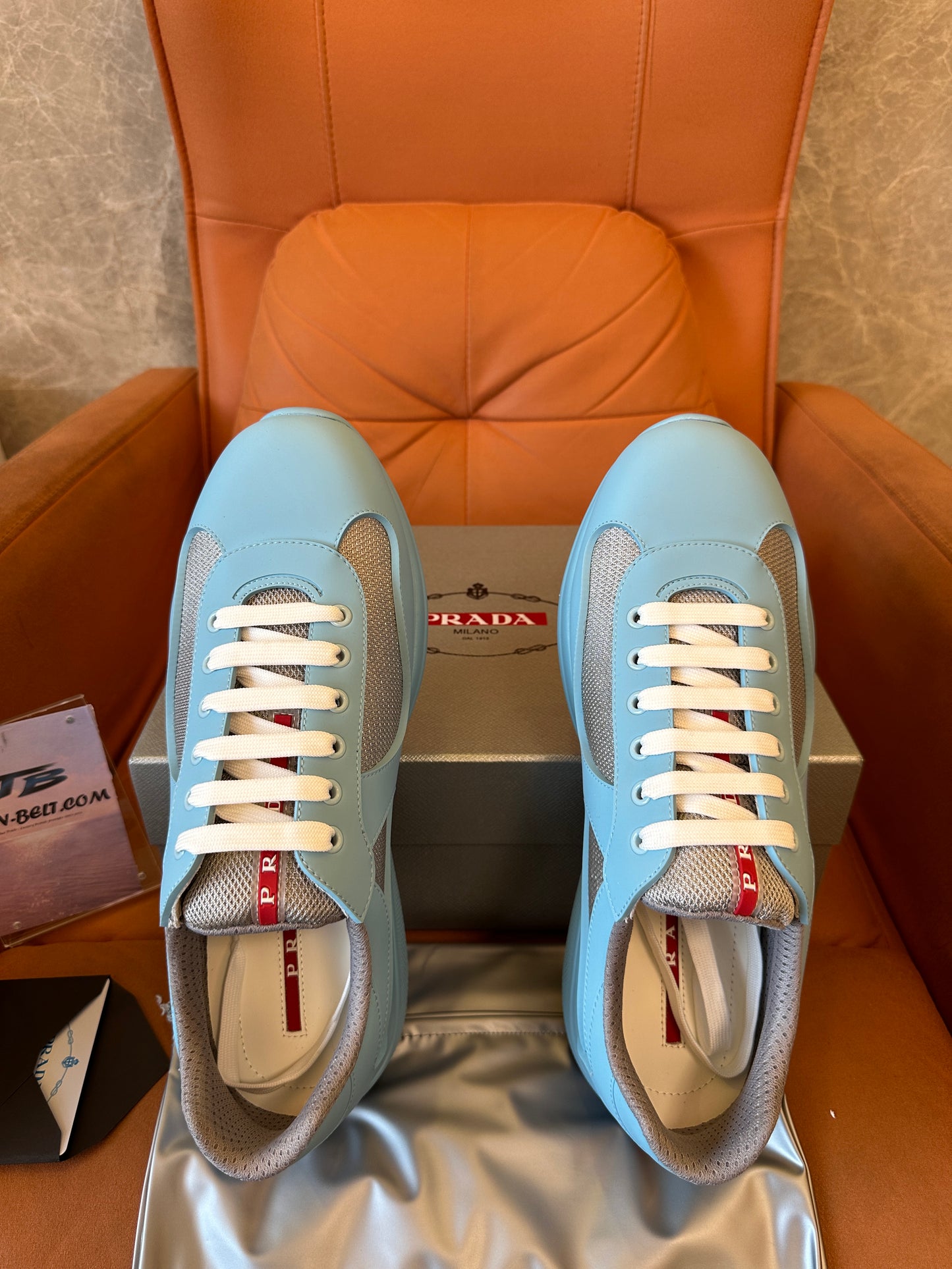 Prada America's Cup Sneakers – Powder Blue Leather